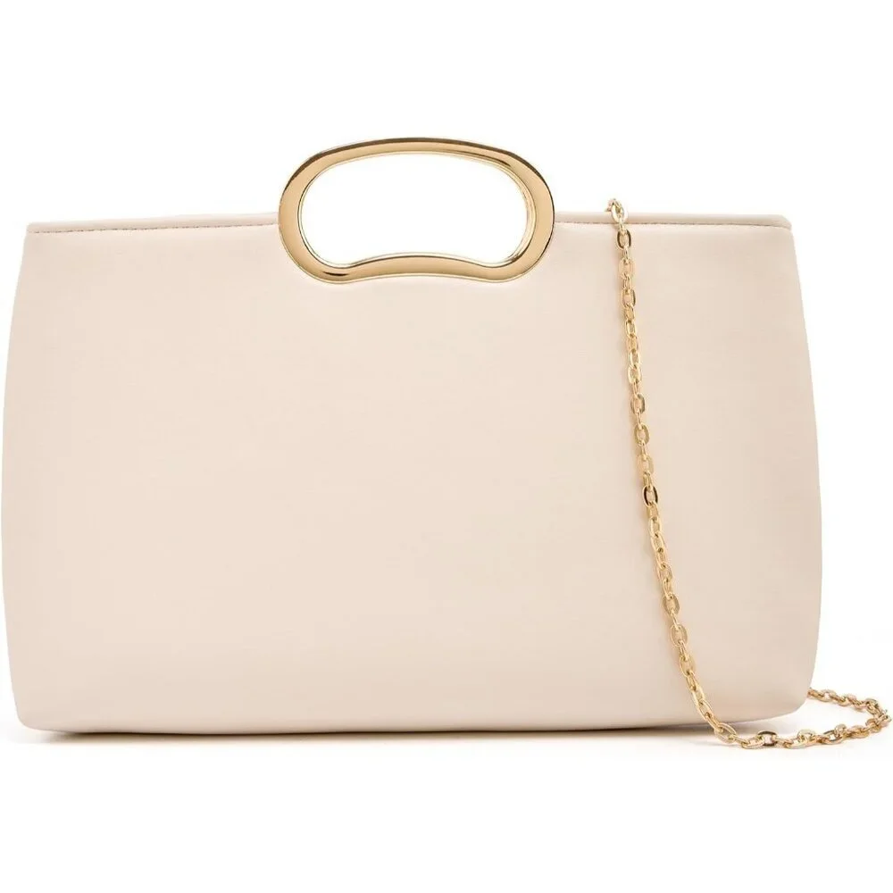 Women's Lvory PU Vegan Leather Evening Formal Wedding Party Stylish Clutch